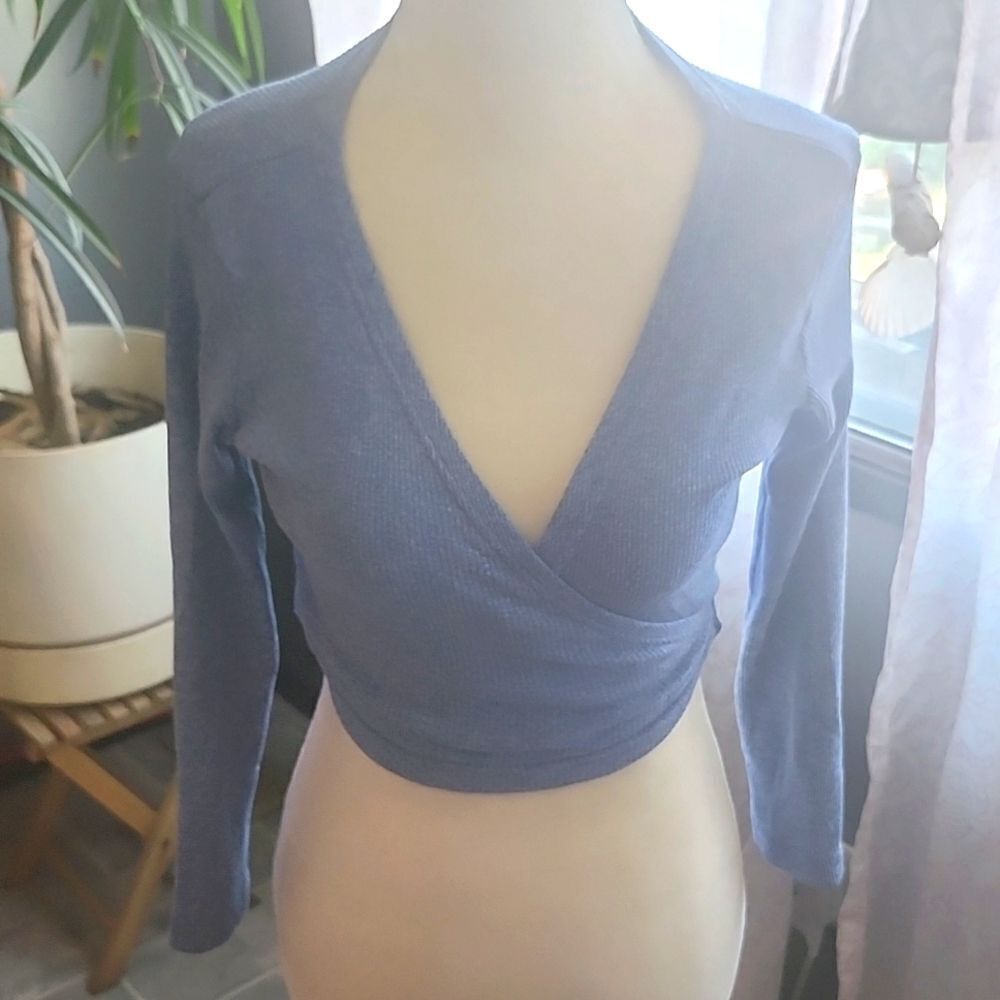 Vintage Blue Wrap Crop Top